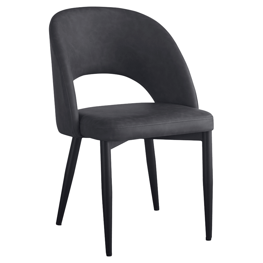 Dark Grey Chair with Black Metal Legs