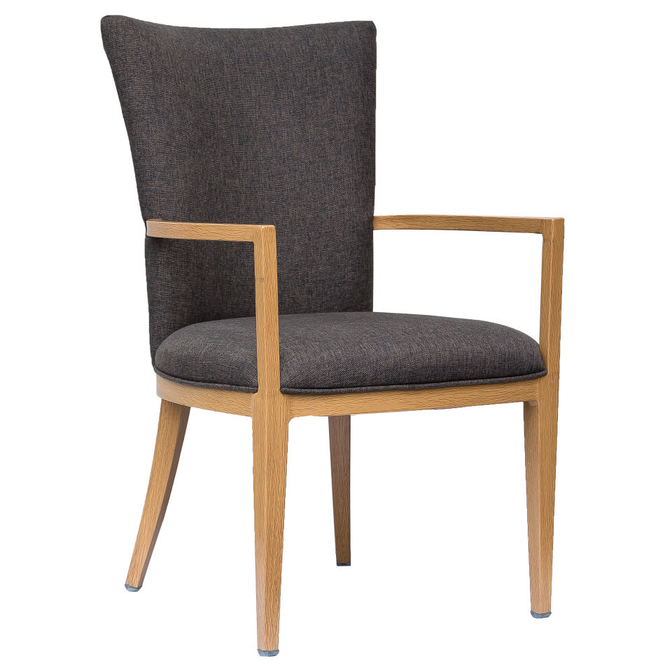 Sereno Wood Grain Aluminum Upholstered Arm Chair