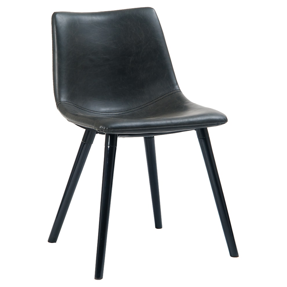 Vintage Style Metal Chair with Black Padded Seat and Back