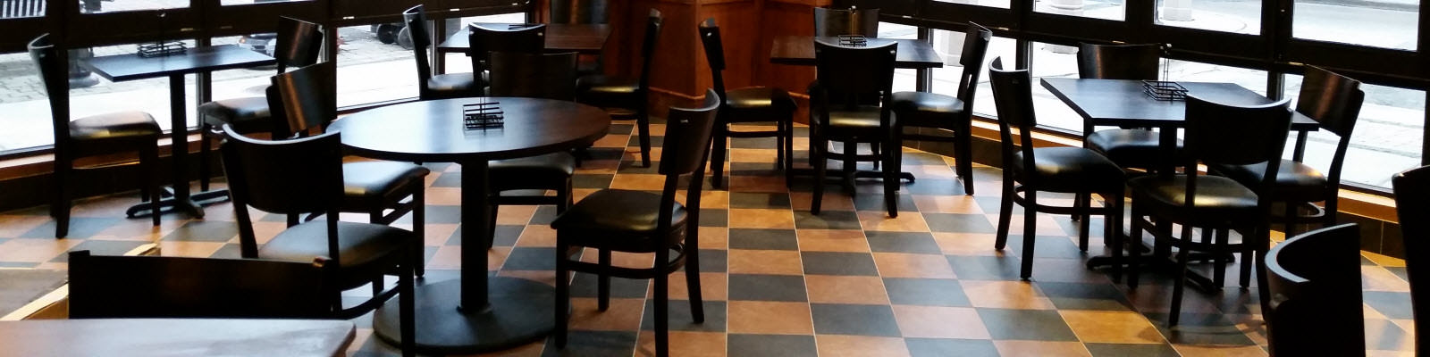 Restaurant interior and wood furniture