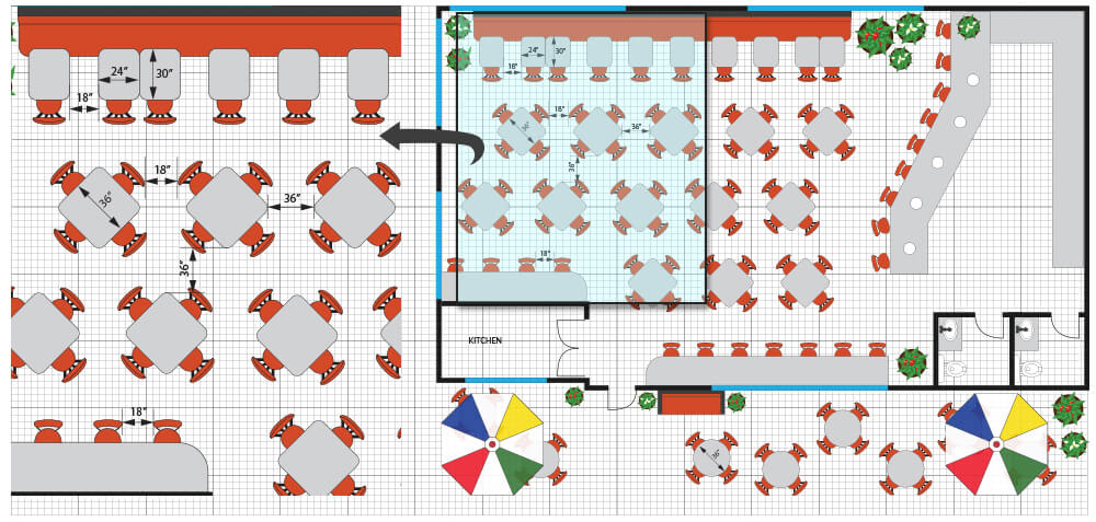 restaurant and patio floor plans