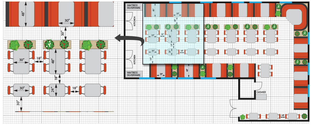efficient restaurant floor planing